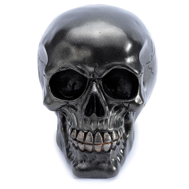 Accessoire de maison tête de mort noir métallisé