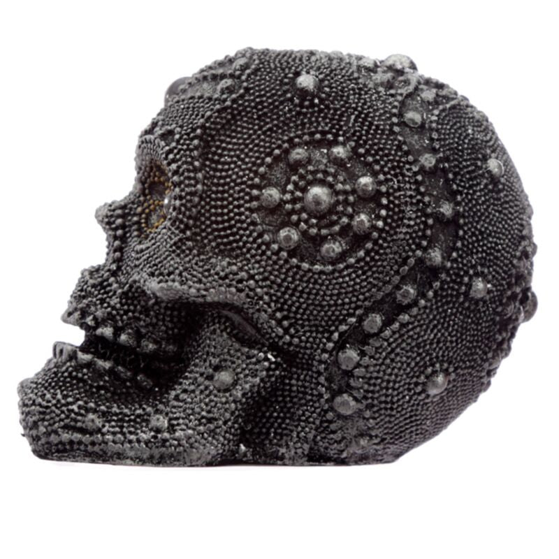 Accessoire de maison petit crâne en perles argentées