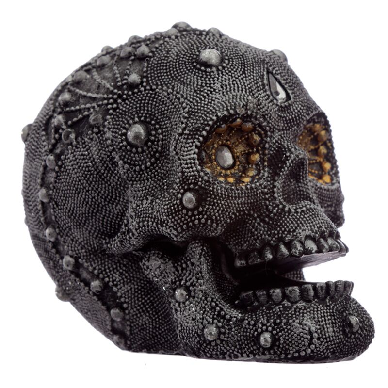 Accessoire de maison moyen tête de mort en perles de couleur argent