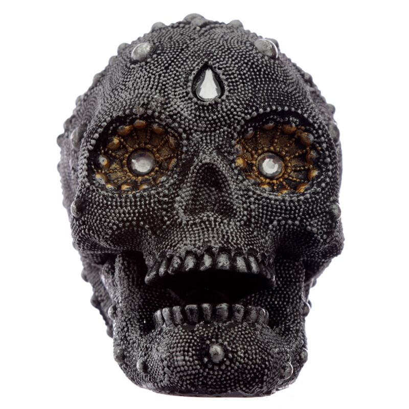 Accessoire de maison moyen tête de mort en perles de couleur argent