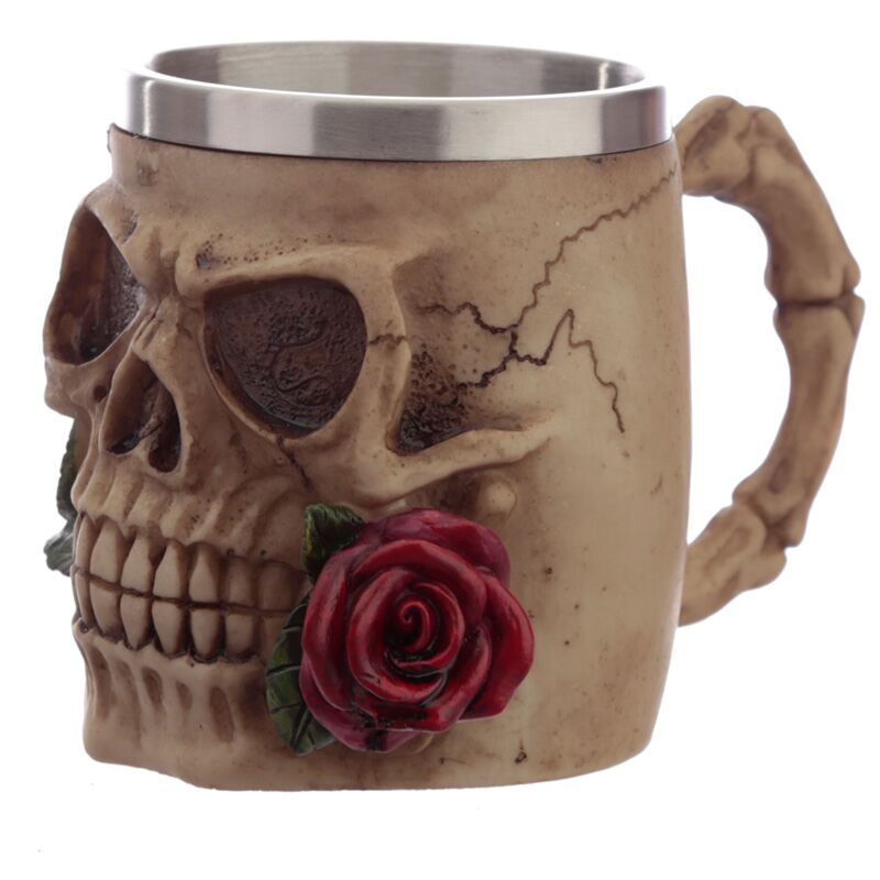 Mug décoratif roses tête de mort