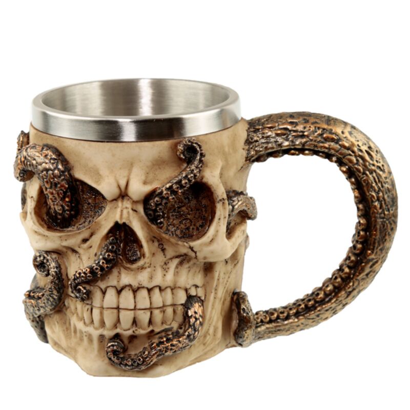 Mug décoratif crâne de poulpe couleur bronze