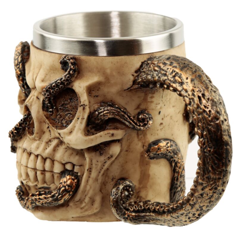 Mug décoratif crâne de poulpe couleur bronze