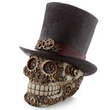 Crâne de style steam punk avec accessoire de maison chapeau haut de forme