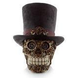 Crâne de style steam punk avec accessoire de maison chapeau haut de forme