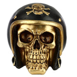 Crâne d'or en accessoire de maison de casque de moto