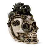 Crâne de style Steampunk avec engrenages et plumes, accessoire pour la maison
