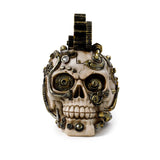 Crâne de style Steampunk avec engrenages et plumes, accessoire pour la maison