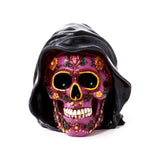 Jour des morts crâne violet avec capuche