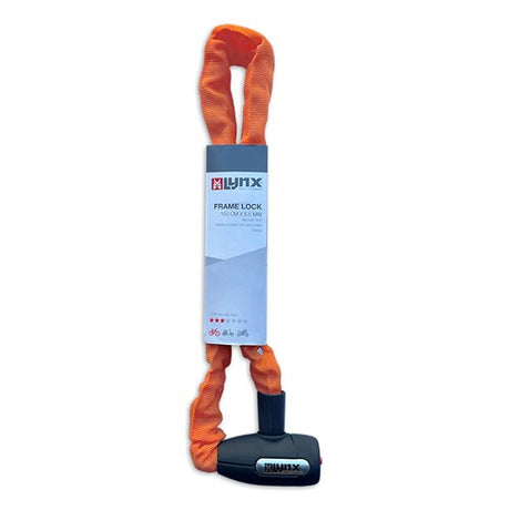 Orange Lynx Cityline M Lock de chaîne - 85 cm, acier durci, liens carrés de 5,5 mm, météorologiques, clics de voiture, 3 touches