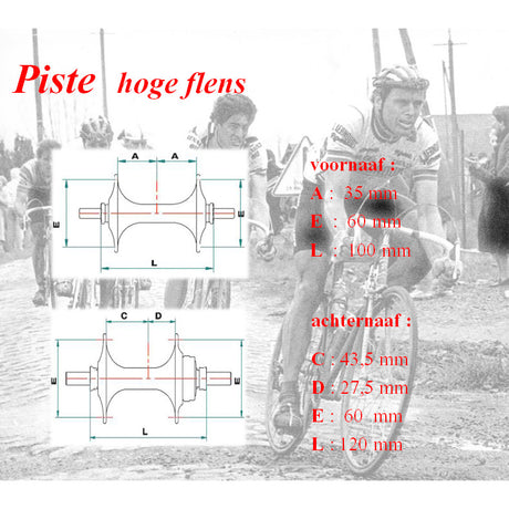 Miche Naafset Pista V + A 32G z visoko prirobnico srebro