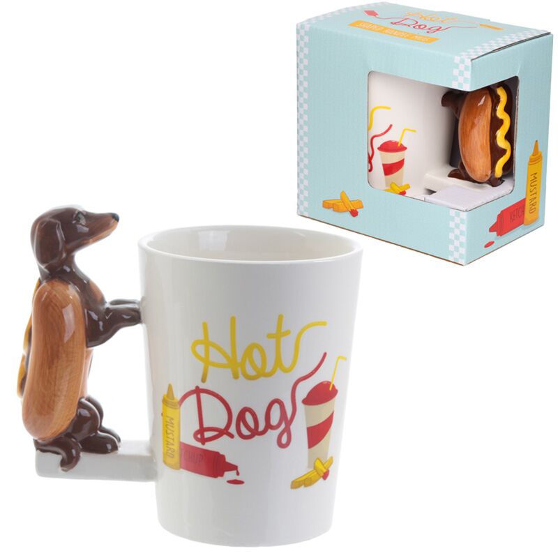 Tasse en céramique avec poignée en forme de hot-dog de saucisse