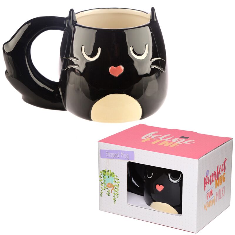 Mug en céramique forme chat noir fin félin