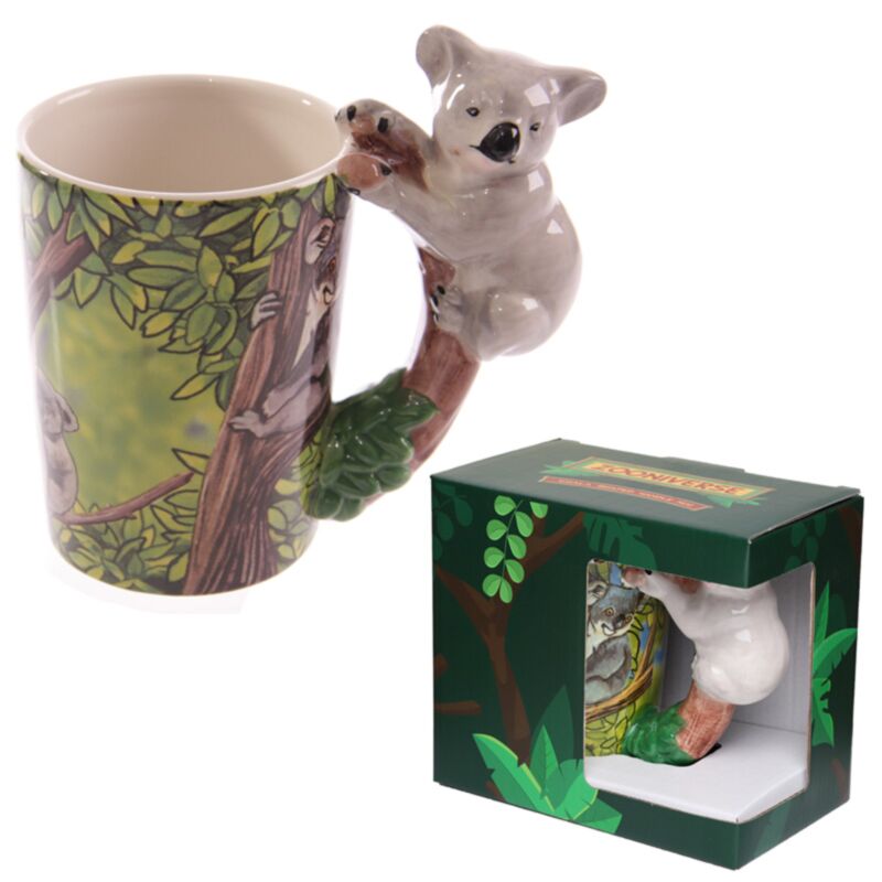 Mug en céramique avec anse en forme de koala blanc