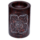 Brûleur de parfum de chakra sculpté en stéatite rouge