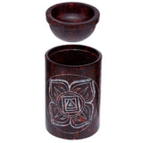 Brûleur de parfum de chakra sculpté en stéatite rouge