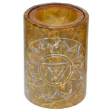 Brûleur de parfum de chakra sculpté en stéatite jaune