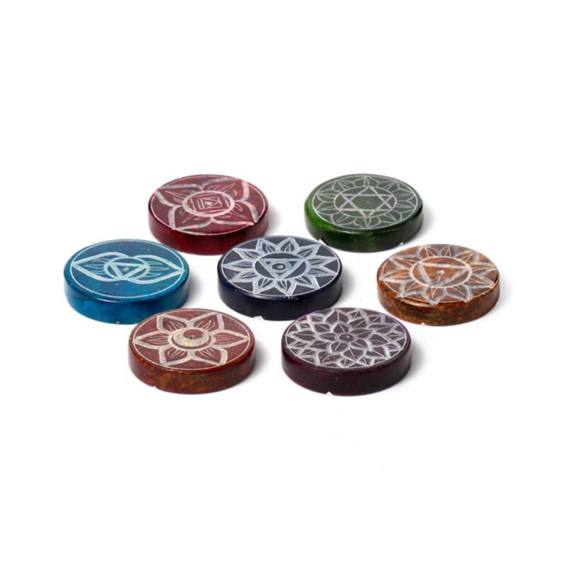 Porte-encens rond chakra en stéatite