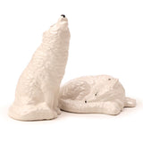 Salière et poivrière en céramique loup blanc