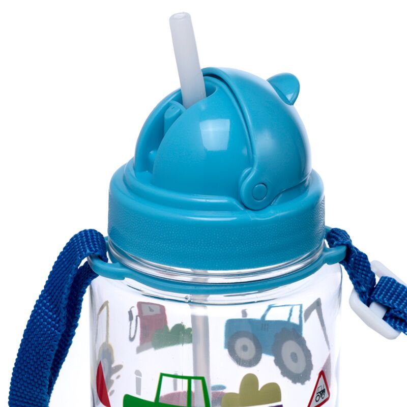 Gourde enfant Ecozen 450ml paille rabattable petits tracteurs