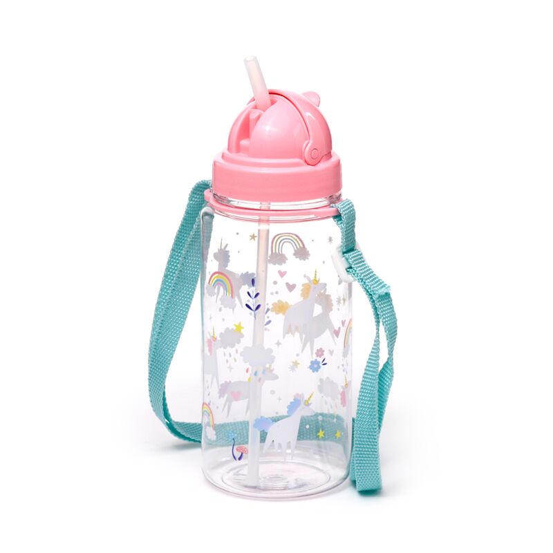 Gourde enfant Ecozen 450ml paille rabattable licorne magique