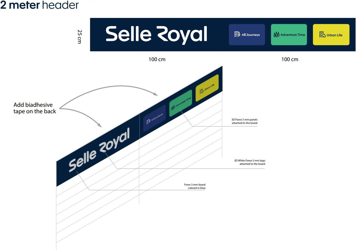 Selle royal selle schapbord 2 meter met logo en productlijnen