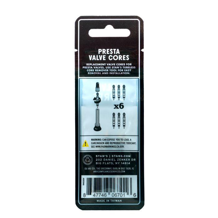 Cœurs de valve universels tubeless de Stans (6 pcs)