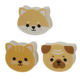 Lot de 3 gommes Adoramals Carlin Chat Shiba Inu