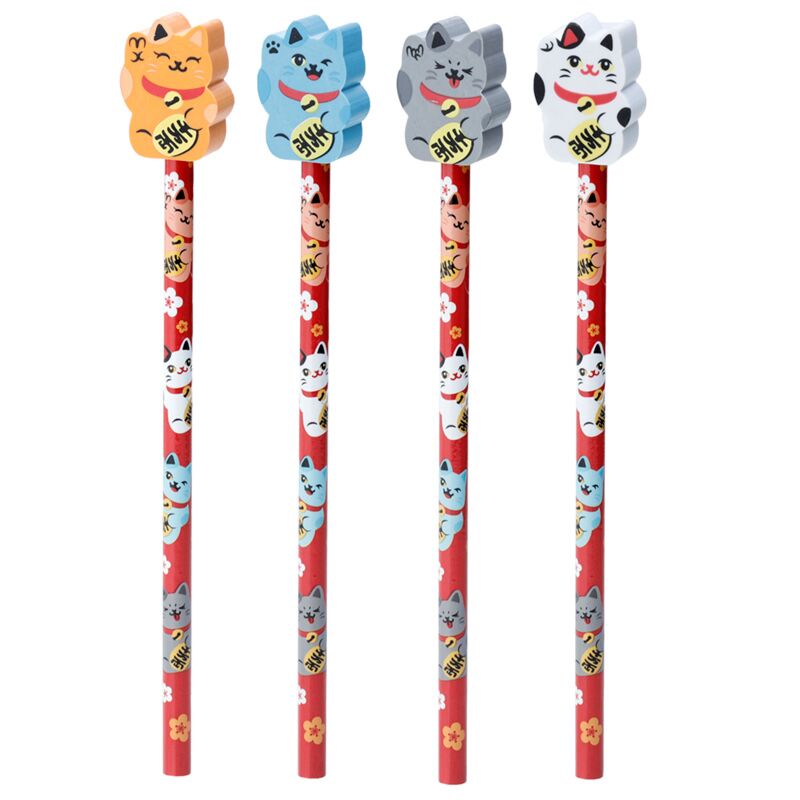 Maneki neko chat porte-bonheur - crayon gomme