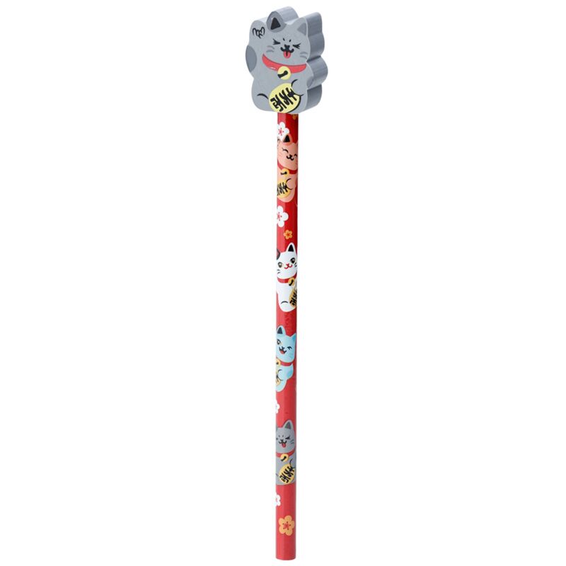 Maneki neko chat porte-bonheur - crayon gomme