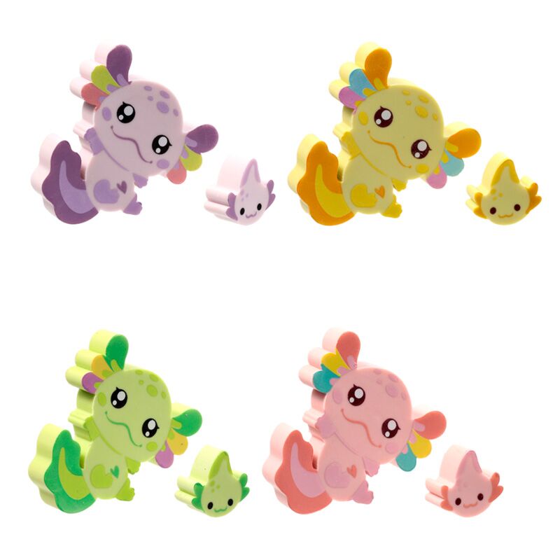 Lot de 2 gommes axolotl (salamandre)