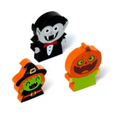 Ensemble de 3 gommes sorcière, citrouille vampire