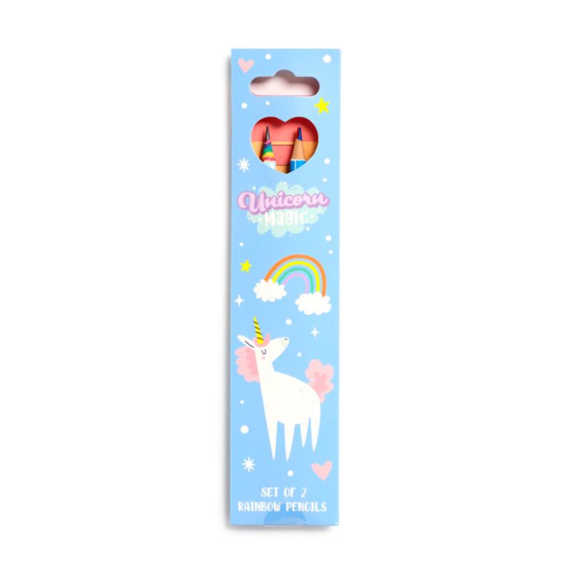 Ensemble magique licorne de 2 crayons arc-en-ciel