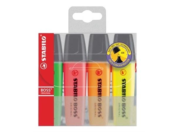 Surligneur original Stabilo boss, étui de (4 pièces)
