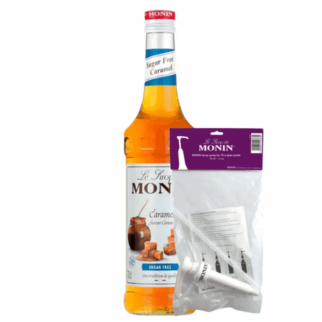 Sirop Monin caramel sans sucre (70 cl) + pompe à sirop (10ml)