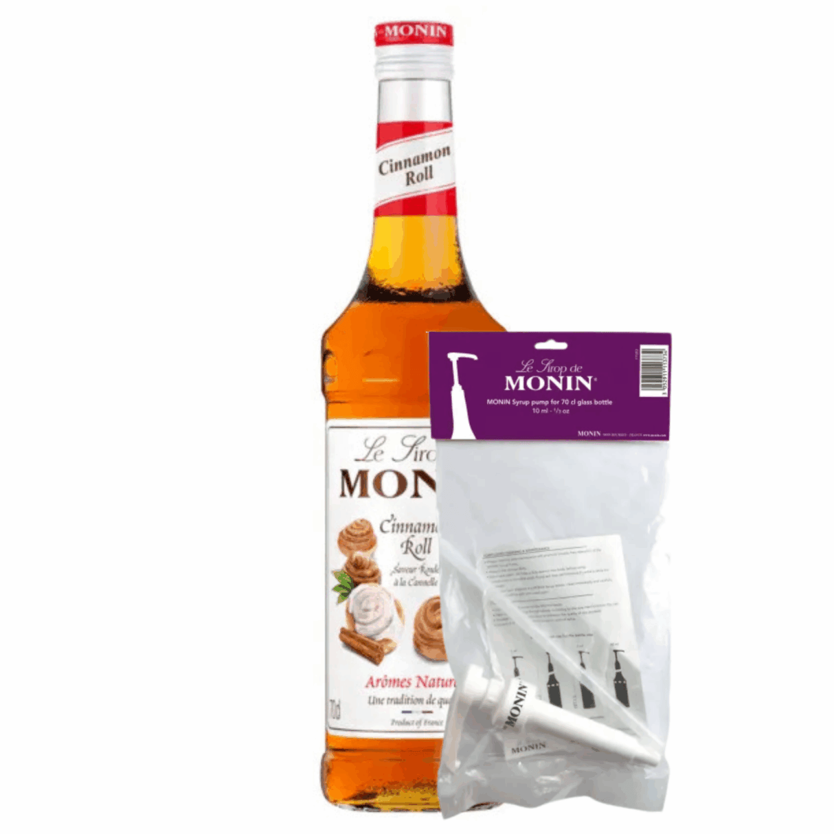 Petit pain à la cannelle au sirop Monin (70 cl) + pompe à sirop (10ml)