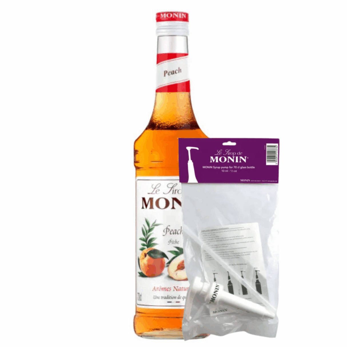 Sirop de pêche Monin (70 cl) + pompe à sirop (10ml)