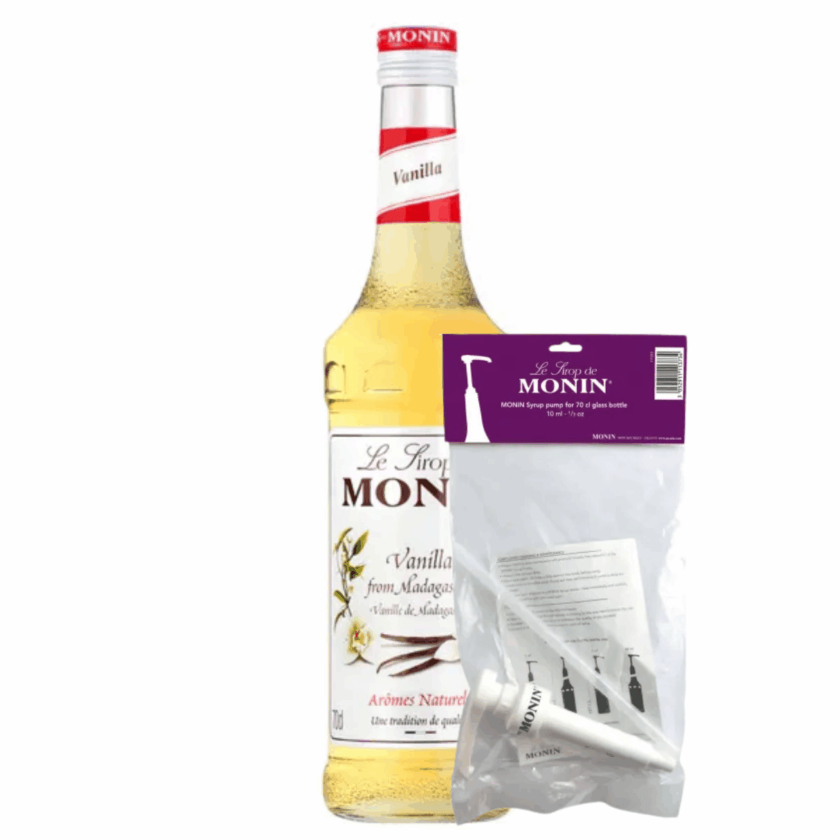 Sirop vanille Monin (70 cl) + pompe à sirop (10ml)