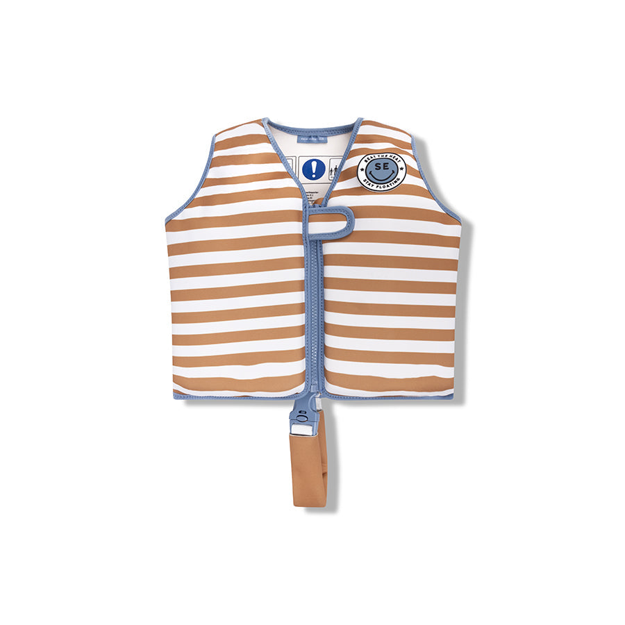 Lignes souples | gilet de sauvetage rayé marron blanc 3-6 ans