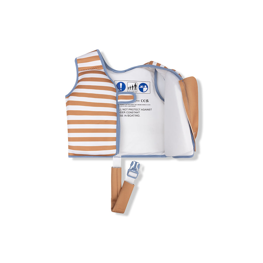 Lignes souples | gilet de sauvetage rayé marron blanc 2-3 ans