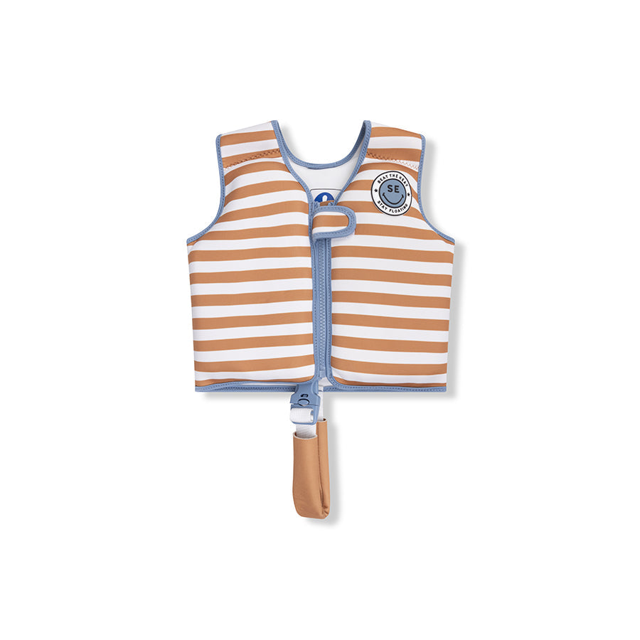 Lignes souples | gilet de sauvetage rayé marron blanc 2-3 ans