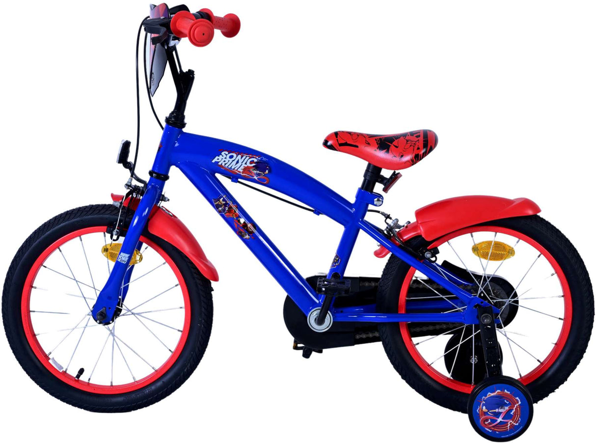 Sonic Prime Prime Children's Bike Boys 16 -palčni modro rdeči dve ročni zavora