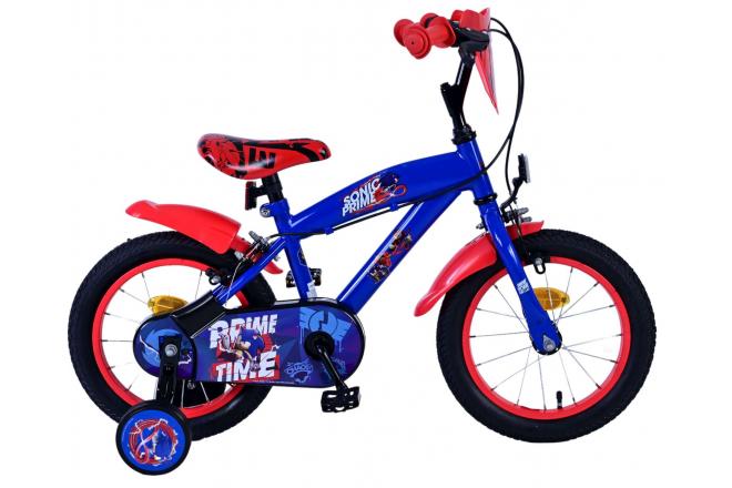 Sonic Prime Prime Children's Bike Boys 14 -palčni modri rdeči dve ročni zavora