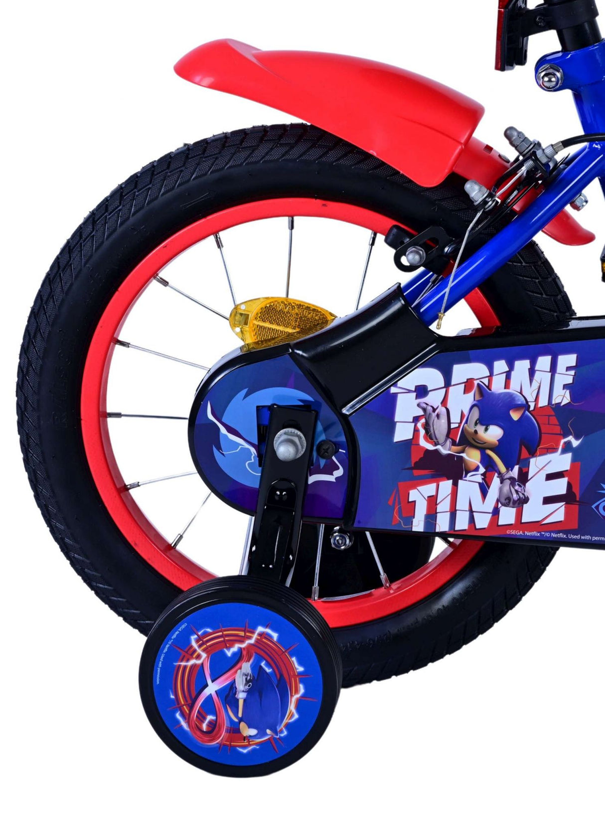 Sonic Prime Prime Children's Bike Boys 14 -palčni modri rdeči dve ročni zavora