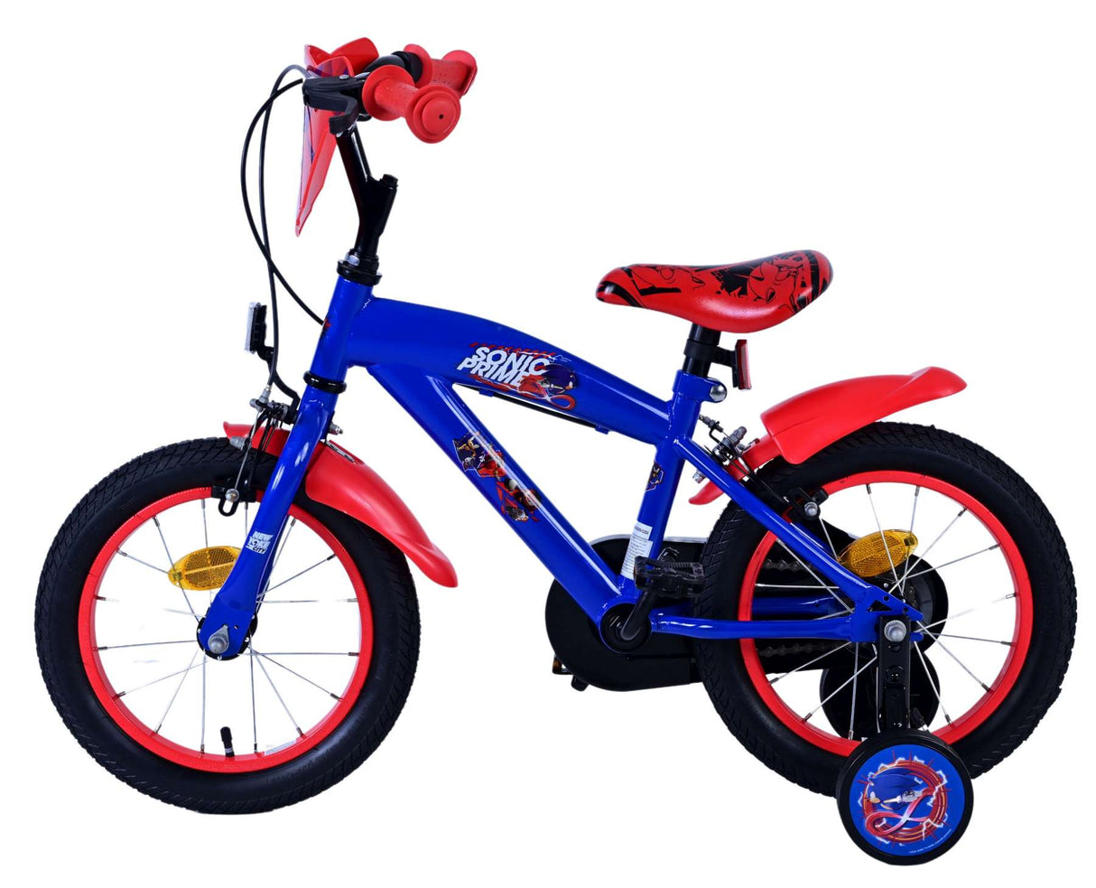 Sonic Prime Prime Children's Bike Boys 14 -palčni modri rdeči dve ročni zavora