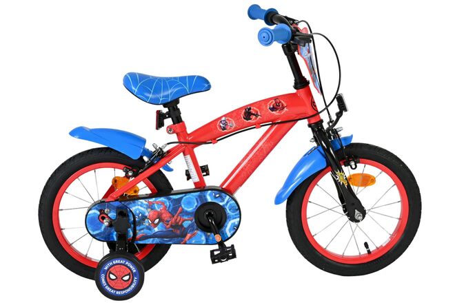 Vélo pour enfants Spiderman Spider-Man - garçons - 14 pouces - bleu rouge - deux freins à main