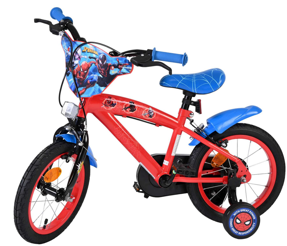 Vélo pour enfants Spiderman Spider-Man - garçons - 14 pouces - bleu rouge - deux freins à main