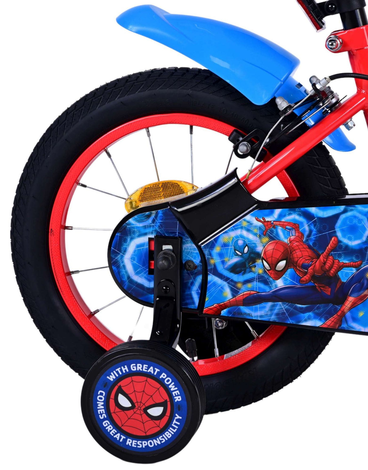 Spiderman ultimate spider-man kinderfiets jongens 14 inch blauw rood twee handremmen