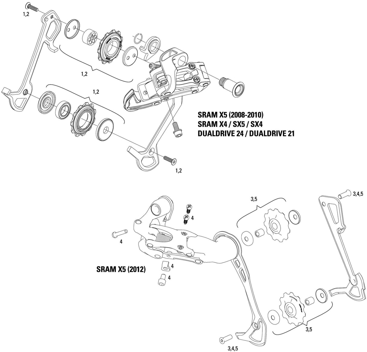 Dérailleur arrière Sram x-5 chape longue 10 vitesses