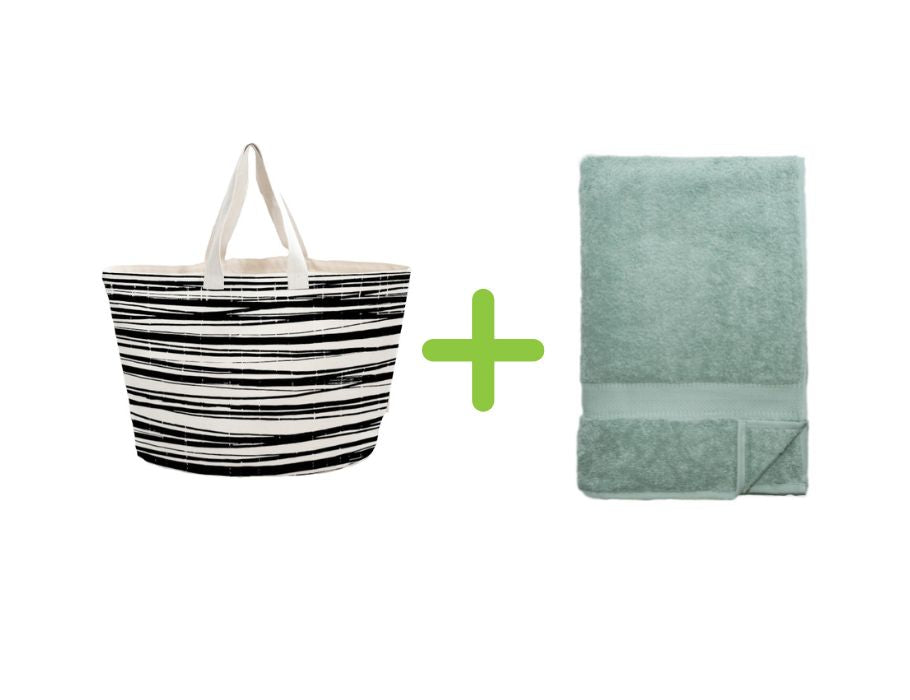 Bowevil beach bag + bath towel (100x180 cm) mineral green